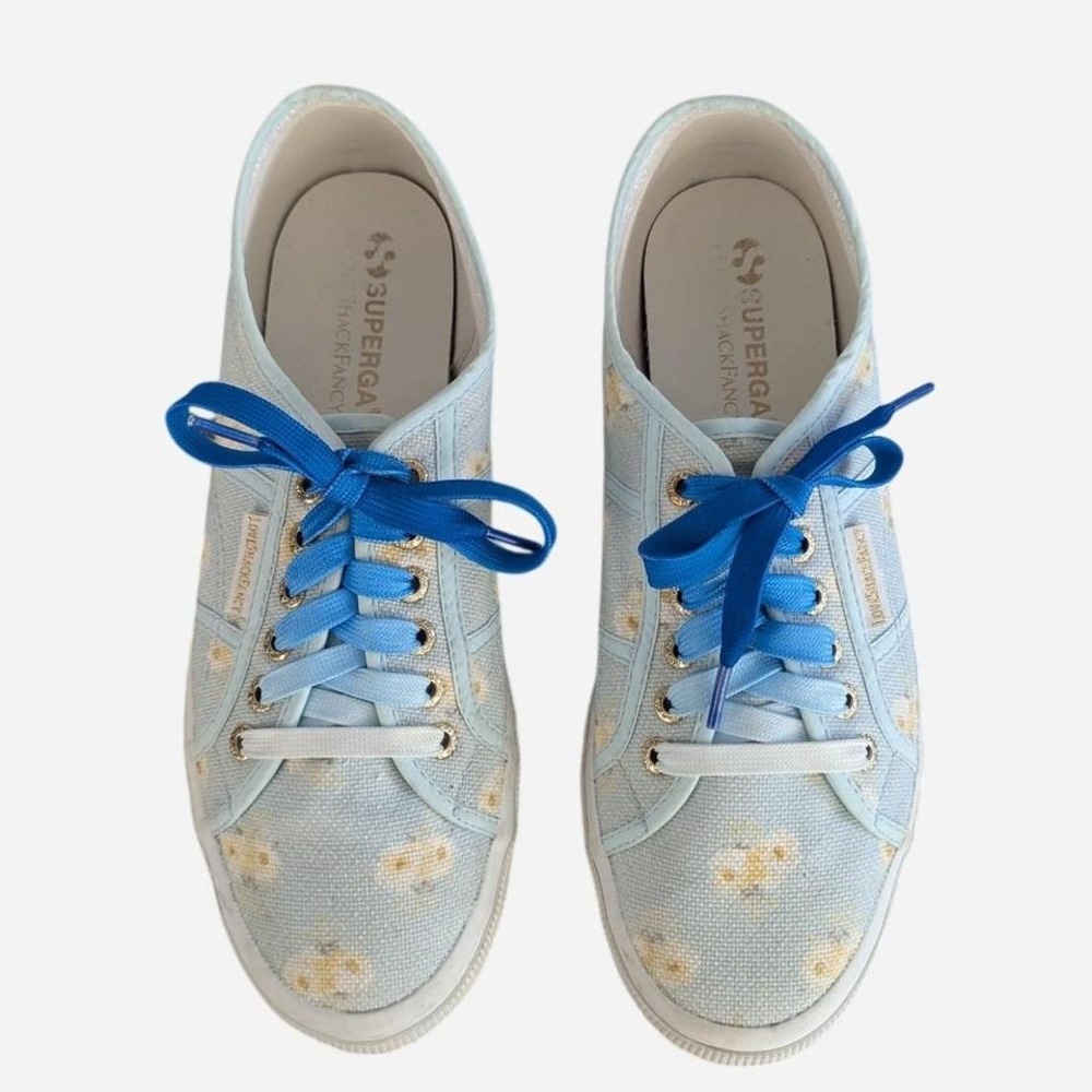Superga x LoveShackFancy Floral Sneaker Baby Blue Daisy EU 41.5 / US 10 - Picture 3 of 9